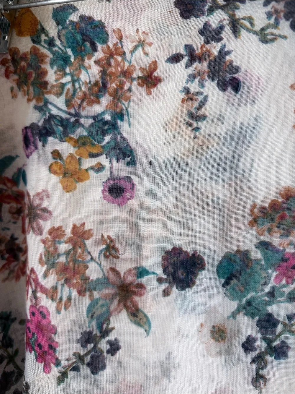 Floral Jewel Toned Folk Tassel Scarf Wrap